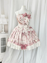 Kitty and Strawberry Print Pink Sweet Lolita Jumper Skirt with Bow Accents