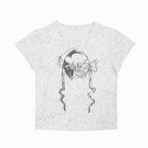 Light Gray Y2K Graphic T-shirt