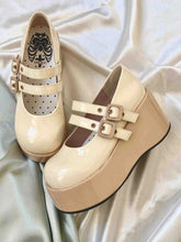 Yellow Sweet Lolita Platform Shoes with Brown Buckles & Wedge Sole
