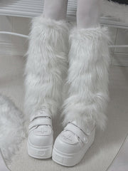 White Yami Kawaii Cross Design Platform Shoes