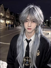 Ouji Style 50CM Dusty Blue Ombre Straight Wig with Bangs