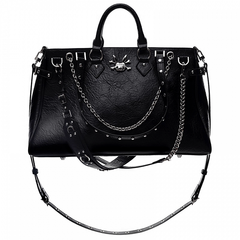 Black Stud Details Large Capacity PU Crossbody Tote Bag Multiple Shoulder Straps