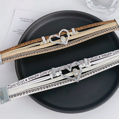 White/Brown Wasteland Punk Heart Rhinestone Bracelet