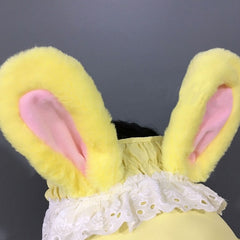 Yellow/White Sweet Oversized Bunny Ears Hat