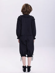 Plus Sizes Available Black Elastic Waist and Scalloped Eyelet Trim Cuffs Lolita Bloomer Pants