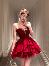 Vintage Red Velvet Sweetheart Mini Dress