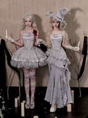 Silver Gray cowl Neckline Boned Witch Lolita Corset Top