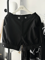 White Sailor Collar Long Sleeves Shirt and Black Shorts