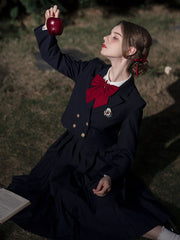 JK Uniform Dark Blue Notched Collar Blazer