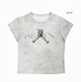 White/Gray Cyberpunk Graphic T-shirt