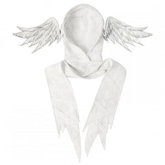 White Angel Wings Hat and Asymmetrical Hem Scarf All-in-one