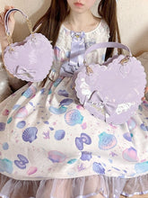 PU Purple Cookie Bag for Lolita with Heart Design Featuring Decorative Bow and Zipper Detail in S/L Size