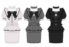 Jirai Kei Pink Bodycon Dress with Waist Puff Ruffles - Elegant & Refined Ojou-sama Style