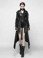 Black Punk Rubberized Faux Leather Windbreaker