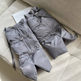 White/Gray/Black Punk Puffer Leg Warmers with Drawstring Straps