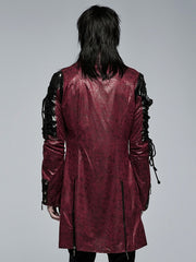 Red Men's Punk Hot Glue Long Sleeved Personalized Windbreaker