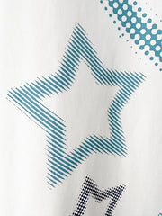 Stars and Sweethearts Print Blue and White T-shirt