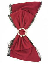 White/Red Jirai Kei Rhinestone Decorated Lace Trim Bowknot Brooch