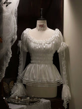 White Off-the-shoulder Lolita Blouse with Lace Cuffs