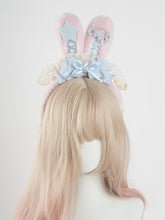 Star and Candy Decorated Pink and Blue Sweet Bunny Ears Bowknot KC