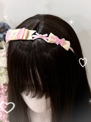 Yellow&Pink/Pink&Green Beaded Decorated Bowknot Details KC