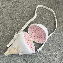 Yume Kawaii White Ice Cream-shaped Plush Crossbody Bag