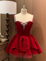 Vintage Red Velvet Sweetheart Mini Dress