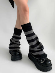 2 Colors Y2K Striped Knit Flared Leg Warmers
