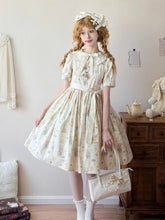 Short Version Beige Bear Print Short Sleeves Sweet Lolita Dress