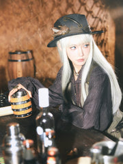 Steampunk Black Cowboy Hat With Bronze Gear Decorated