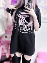 Yami Medicine Bottle Print Jirai Kei Black & Pink T-shirt