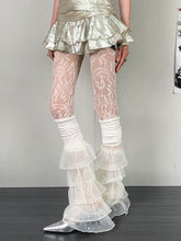 Y2K White Vine Pattern Jacquard Fishnet Tights