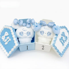 Light Blue Plush Bunny/Puppy Key Chain with Bow Accents