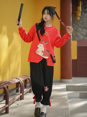 Heaven Official's Blessing Hua Cheng and Xie Lian Inspired Orange Fox Asymmetrical Sweatshirt