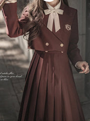 JK Uniform Brown Elegant Blazer with Dove Embroidery