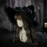 Gorgeous Roses and Pearl Chains Halloween Lolitacore Witch Hat 6 Color Options