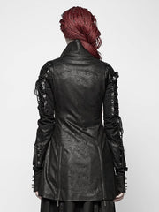 Black Punk Rubberized Faux Leather Windbreaker