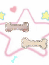 Rhinestoned Pink / Creamy White Bone Shaped Hairclip