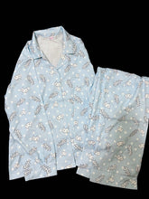 Blue Loungewear Set | Fishbone & Kitten Print Top & Pants