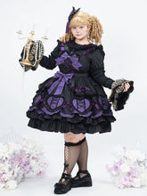Plus Size Black and Purple Sweet Lolita Dress with Heart-Shaped Appliqué and Bow Accents