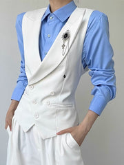 Ouji Lolita Light Blue Unisex Modal Long Sleeve Shirt with Pointed Flat Collar & Button Cuffs