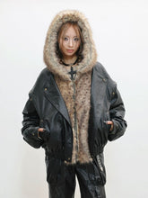 Black Punk Style Hooded Jacket - Zip & Snap Closure with Plush Accent Details