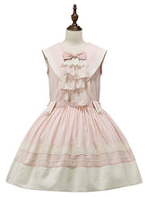 Pink Sailor Collar Lolita Dress with Beige Trims and Lace Bow Accent