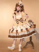 Yellow Square Neckline and Puff Sleeves Sweet Bowknot Details Lolita Dress