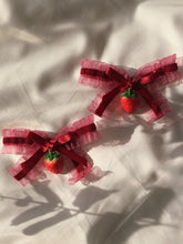 Red Ribbon Bow Strawberry Decorations Lolita Hairclip