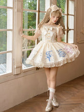 Zodiac Embroidered Champagne Lolita Dress with Tulle Butterfly Sleeves