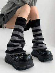 2 Colors Y2K Striped Knit Flared Leg Warmers