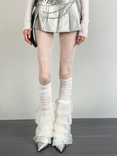 White Cross Pattern Punk Tights