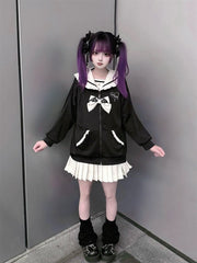 Jirai Kei Sailor Collar Academic Jacket - Black & White Sweet Edgy Look