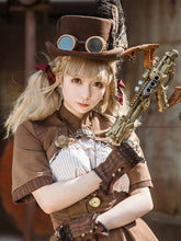 Steampunk Stitching Short Sleeve Stand Collar Short Coat